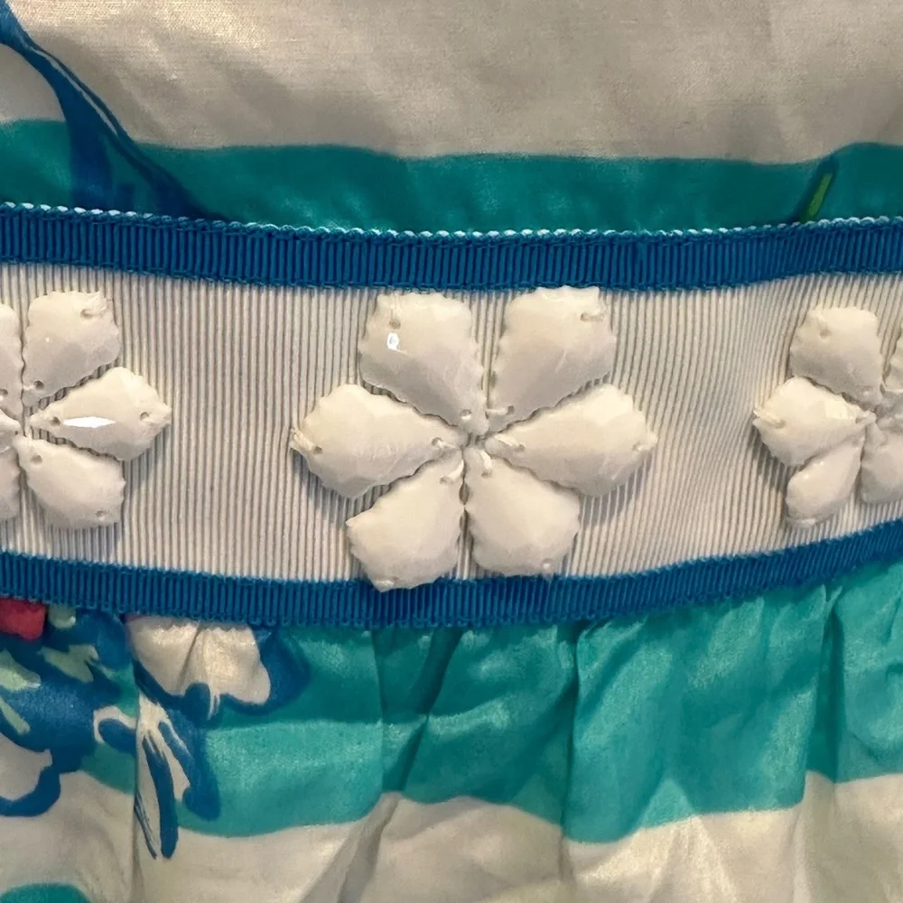 Lilly Pulitzer Langley Strapless Dress Shorely Blue Tossing the Line Preppy - Picture 3 of 5